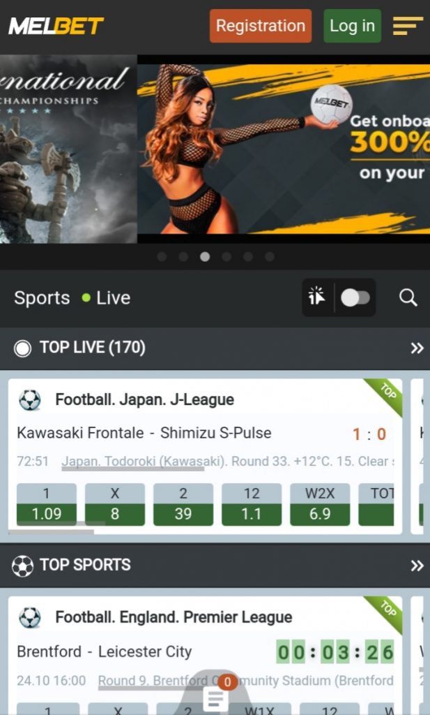 melbet homepage interface