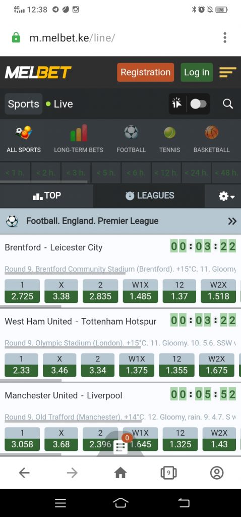 melbet odds and line