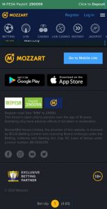 Mozzartbet Install IOS menu